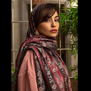 Vertical Paisley Stripe & Ethnic Floral Ornament Natural Breathable Cotton Silk Blend Shawl Hand Rolled Edge Lightweight Summer - Product Image 2