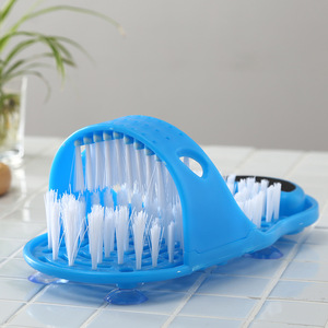 Cepillo para limpiar los pies con piedra pómez, cepillo azul de plástico para ducha, para eliminar la piel muerta y masajear. - Product Image 4