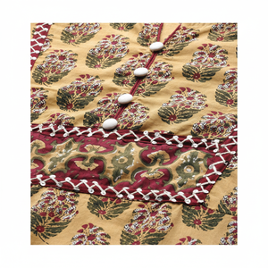 Ensemble droit Kurta & Sharara imprimé floral en coton moutarde pour femme - Product Image 1