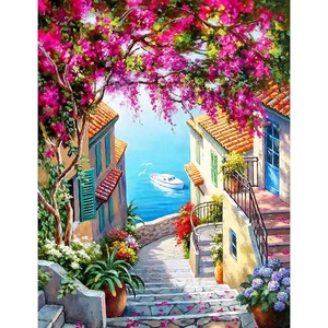 Kit de Pintura por Números XIXI, Serie Paisaje, Playa, Casa, Flores, Lienzo Plegable sin Marco, Pintado a Mano, Decoración para el Hogar - Product Image 1