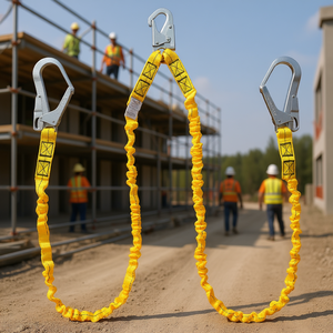 Ceinture de sécurité rétractable 6 pieds (1,83 m) en polyester avec 2 crochets en acier allié, équipement de protection contre les chutes - Product Image 2