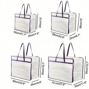 PVC <b>Mesh</b> Clear Clothes Storage <b>Bag</b> Organizer Transparent Moving Tote with Reinforced Handle Sturdy Zipper for Comforter Blanket - Product Image 1