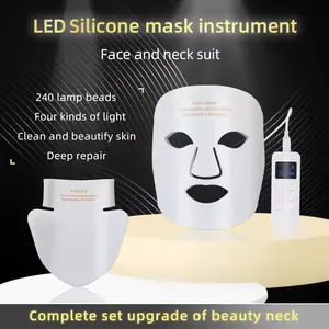 Máscara facial LED portátil macia para rosto e pescoço Máscara facial para cuidados com a pele terapia de fótons de luz vermelha 4 cores