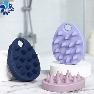 Silicone Scalp Massage <b>Brush</b> Oval Teardrop Shape For Hair Salon Shampooing Gentle On Scalp - Product Image 4