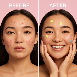 Patchs anti-acné personnalisés en forme d'étoile noire colorée et mignonne, patchs anti-boutons scintillants amusants avec acide salicylique pour le <span class=keywords><strong>visage</strong></span> - Product Image 3