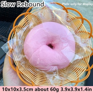 Juguetes blandos redondos de 4 pulgadas con forma de bagel, imitación de salsa, de levantamiento lento, color rosa puro, para decoración de fiestas, pegajosos, DIY, squishy - Product Image 4