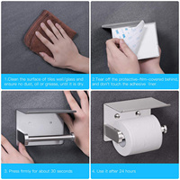 Porte-papier toilette mural moderne en acier inoxydable 304 avec étagère pour accessoires de salle de bain, utilisation hospitalière, distributeur de papier essuie-tout