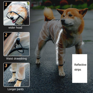 Recién llegado, Material transparente de TPU, capucha grande, protege la cara del perro, Mono para mascotas, <span class=keywords><strong>chubasquero</strong></span> para perros con tiras reflectantes - Product Image 3