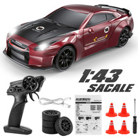 Voiture de course télécommandée à quatre roues motrices proportionnelle à l'échelle 1:43 avec gyroscope, éclairage à 7 couleurs, châssis en alliage, voiture de drift RC