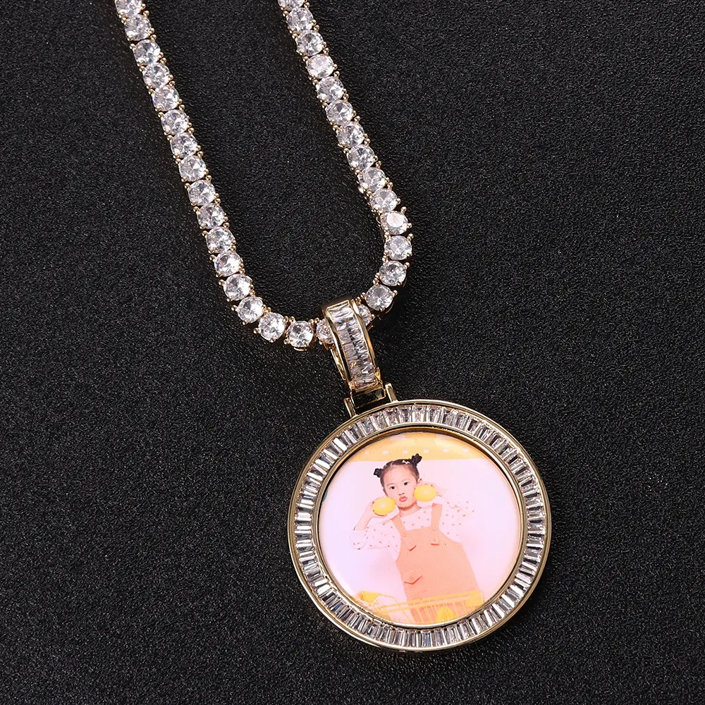 Iced Out High Quality Custom Men Hip Hop Jewelry Zircon Made Photo Medallions Cubic Zircon Necklace For Women Men Charming Gifts