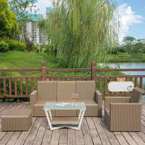 Conjunto de Sofás de Ratán para Jardín, Patio o Terraza, Moderno, Resistente al Agua y a los Rayos UV, Estilo Casual para Exteriores - Product Image 1