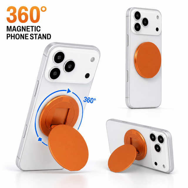 Custom Logo 360 Rotatable Magnetic Phone Stand Foldable Ring Holder Slim Aluminum Kickstand Phone Grip for iPhone SamsungAndroid