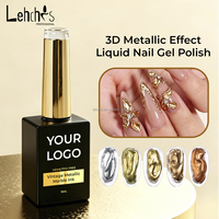 Lehchis – Ensemble de vernis à ongles liquide effet métallique 3D, super brillant, miroir chromé, or, argent, or rose, encre marbrée métallique, 5 couleurs