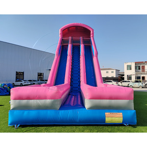 Castillo Inflable Comercial de PVC, Tobogán Gigante de Doble Carril, Color Rosa, para Adultos, Uso en el Hogar y la Escuela - Product Image 3