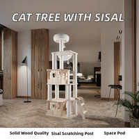 Arbre à chat pour le sol et le plafond, tour à gratter en bois, structure d'escalade pour chat d'intérieur, hauteur réglable, qualité supérieure simple