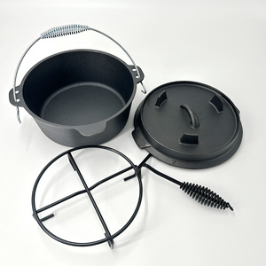 Marmite hollandaise en <span class=keywords><strong>fonte</strong></span> KT Wholesale 6 Qt, pré-culottée, noir mat, avec couvercle et pieds, pour camping en extérieur, cuisson au feu de camp, OEM ODM - Product Image 2