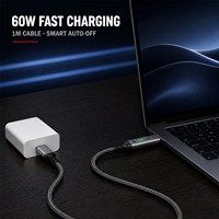 Câble USB PD 60W avec Conception Intelligente Anti-Coupure de Courant en Alliage d'Aluminium Compatible pour Ordinateur Portable, Moniteur et Téléphone Mobile