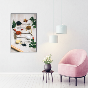 Modern Kitchen Herbs & Spices Print: Elegant <b>Canvas</b> Wall Art,WHITE <b>FRAMED</b> <b>CANVAS</b> - Product Image 3