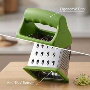 Outil multifonctionnel 4-en-1 en acier inoxydable durable pour trancher le fromage, les pommes de terre et les radis, compatible lave-vaisselle pour la maison - Product Image 3