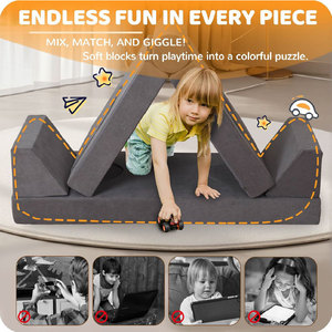 Kids <b>Sofa</b> High Density Foam Gray Soft Cushion Seat For Children Playroom Furniture - Product Image 3