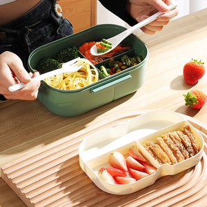 Portable <span class=keywords><strong>Hermétique</strong></span> Boîte À Lunch 2 Couche Grille Enfants Étudiant Bento Boîte Étanche <span class=keywords><strong>Micro</strong></span>-ondes École Alimentaire Conteneur avec Fourchette Cuillère - Product Image 3