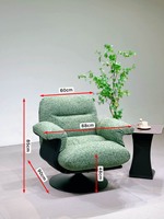 Fauteuil d'appoint pivotant rétro, style italien minimaliste, avec housse amovible et lavable, rembourrage en duvet, confort doux