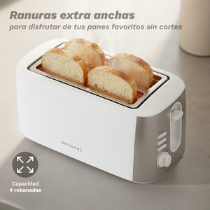 Ts-Doblemaxi Tostapane a Doppia Fessura Extra Largo 1400W Bianco con 7 Livelli di Potenza - Product Image 2
