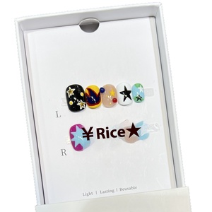 Darryson personnalisé résine couverture complète Nail Art peint à la main dessin animé <span class=keywords><strong>flamme</strong></span> étoiles doux Ins Style personnalisé amovible artificiel - Product Image 2