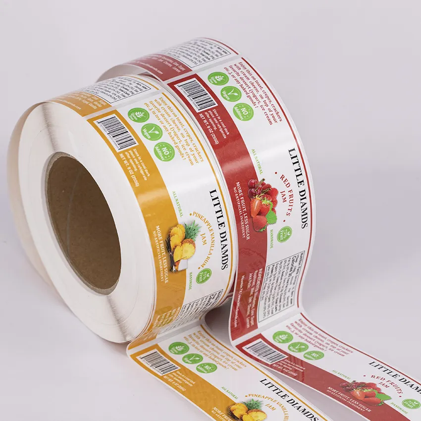 Hot Selling Custom Water Proof Zelfklevende Glossy Stickers Fruit Jam Etiketten Voor Jam Producten