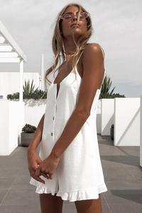 Barboteuses personnalisées en <span class=keywords><strong>jean</strong></span> court pour femmes Halter surdimensionné <span class=keywords><strong>Combinaison</strong></span> décontractée pour femmes Tenue blanche pour femmes <span class=keywords><strong>Combinaison</strong></span> Cami d'été pour femmes - Product Image 3