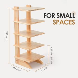 Solid Wood Five Tier Floor Standing <b>Bookshelf</b> Natural Color Living Room Storage Rack Neatening Organizer - Product Image 5