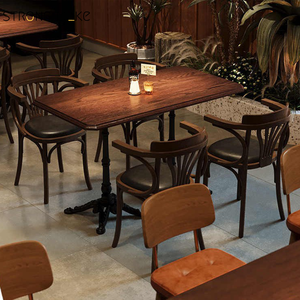 Tùy Chỉnh Rắn Bàn Gỗ Cổ Điển Sang Trọng Óc Chó Mộc Mạc Hiện Đại 4 Chỗ Ngồi Nhà Hàng Bằng Gỗ Bàn Ăn Đặt Với 6 Ghế - Product Image 4