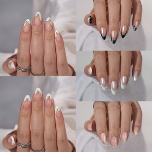 BTArtbox Custom Short Square Handmade Press on Nails Wholesale Supplier Luxury High Quality French Tip Soft Gels Press on Nails - Product Image 5