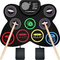 Batterie électronique colorée, instruments de percussion, batterie portable en silicone, instrument de musique à main, cadeau de Noël