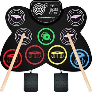 Tamburo Elettronico Colorato con Altoparlante, Strumento a Percussione Portatile in Silicone Arrotolabile, Regalo di Natale - Product Image 1
