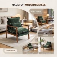 Fauteuil de loisirs haut de gamme en bois massif, chaise d'appoint luxueuse et rembourrée pour hôtels, villas et projets commerciaux