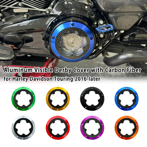 Coperchio Derby Visibile in Alluminio CNC con Fibra di Carbonio per <span class=keywords><strong>Harley</strong></span>-<span class=keywords><strong>Davidson</strong></span> Touring dal 2016 in poi - Product Image 1