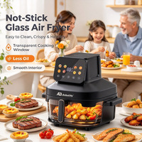 Friteuse à air Anbolife 4L/5L/6.5L avec écran LCD, sans PFAS, cuve intérieure antiadhésive en verre, fonction d'arrêt automatique, cuisson multifonction