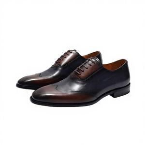 รองเท้าหนังผู้ชายแบบสวม ลายสก็อตสีน้ำเงินน้ำตาล ทรงหัวแหลม กันน้ำ สำหรับธุรกิจ สำนักงาน ฤดูร้อน ฤดูใบไม้ร่วง ขายดีประจำปี 2021 - Product Image 4