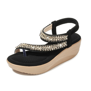 Nuovi <span class=keywords><strong>Sandali</strong></span> Estivi da Donna Bohémien Eleganti con Zeppa, Traspiranti, Antiscivolo, Comodi, Versatili, con Punta Aperta e <span class=keywords><strong>Tacco</strong></span> <span class=keywords><strong>Alto</strong></span> - Product Image 1