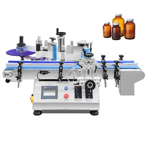 Automatic desktop round bottle labeling machine glass plastic bottle sticker label printing machine