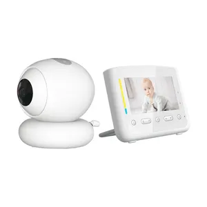 Monitor Bayi Interkom Dua Arah LCD 4.3 Inci, Penglihatan Malam Digital Zoom, Kamera Pan Tilt Bayi dengan Lampu Malam