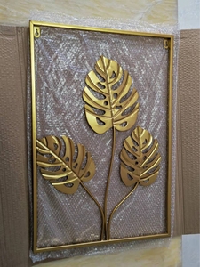 Décoration murale moderne en métal doré en forme de feuille, ornement mural moderne en métal pour la décoration intérieure - Product Image 6