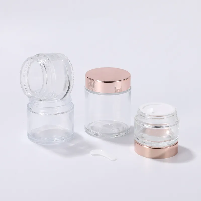 Wholesale 5g 30g100g brightening Rose Gold Cream Jar 15g50g Clear Facial cream bottle 20g rose gold lid