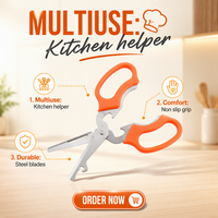 Ciseaux de cuisine multifonctionnels détachables et écologiques, 7,5 pouces, en acier inoxydable robuste, pour la cuisine à domicile, le barbecue et la découpe