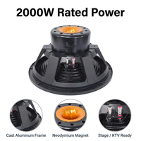 Haut-parleur de subwoofer professionnel de 18 pouces à cône métallique en néodyme, réponse en fréquence de 35-1,5 kHz, 2000 W, 8 ohms, systèmes de son surround