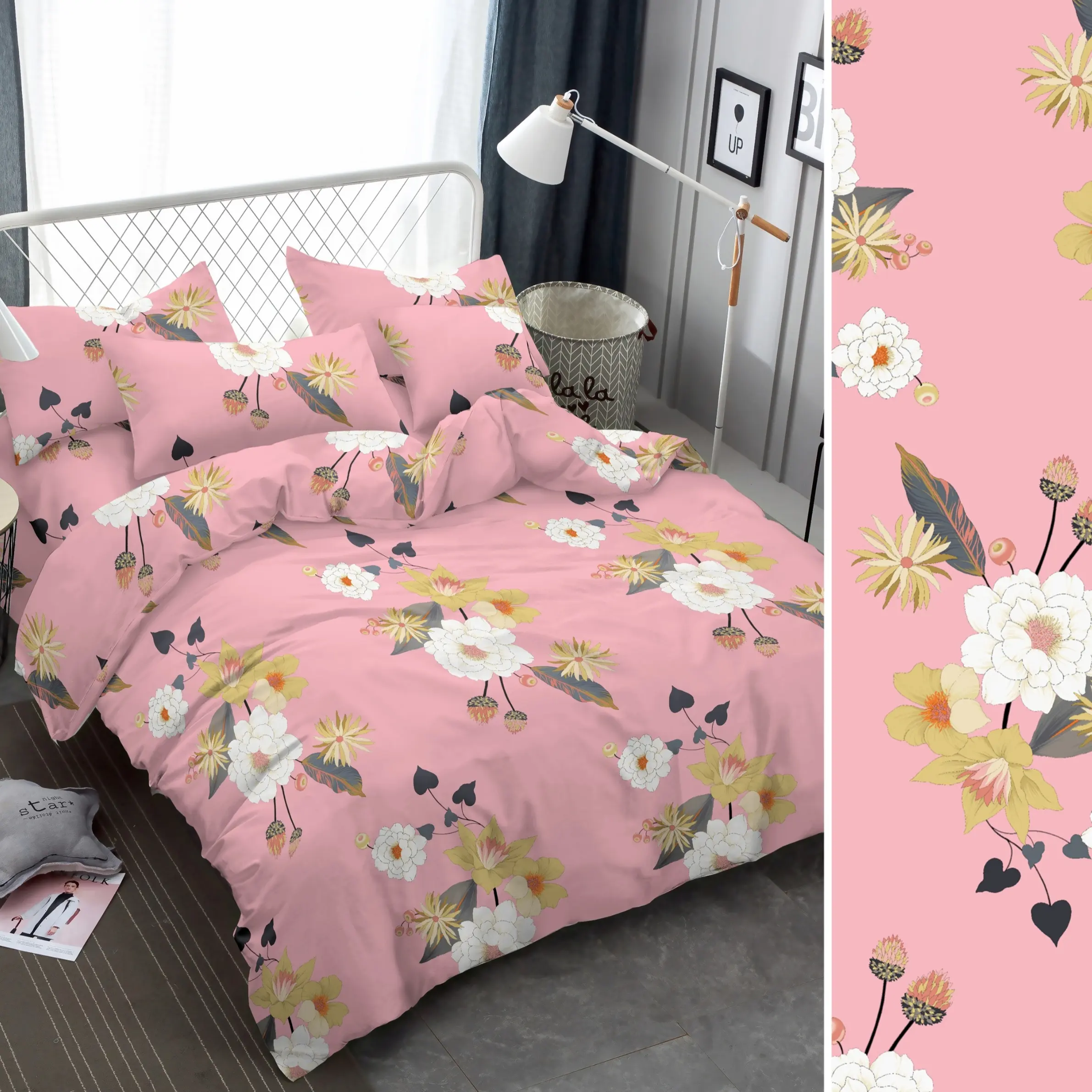 Manufacturers online sale 100% polyester microfiber bedsheet printed bedding set with pillowcases bedsheets