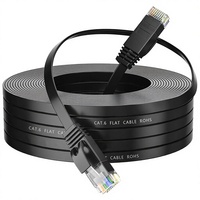 Cable Plano de Cobre con Conductor Sólido CAT6 UTP, Negro, Sin Blindaje, Ethernet de Alta Velocidad, LAN, 0.5m 30m 32AWG