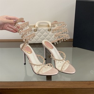 Nouvelles Sandales à Talons Aiguilles 2026 avec Strass et Pompons Effet Serpent, Chaussures de Mariage Élégantes en Cristal, Talons de Fête Féeriques pour Femme, Vente en Gros - Product Image 1