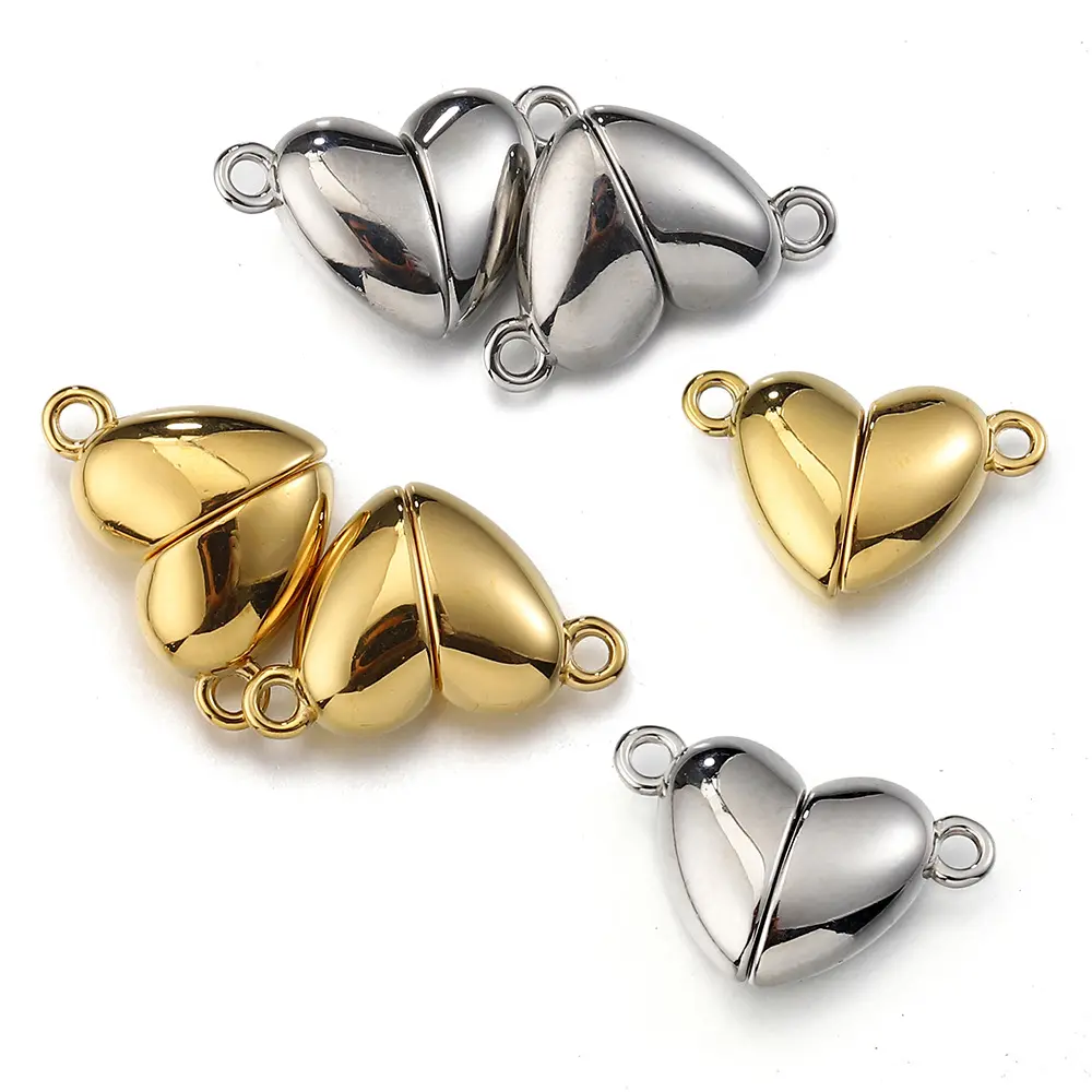 Diy Fashion Wholesale stainless steel Heart Magnetic Bracelet gold clasp Love Pendant clasps for jewelry making